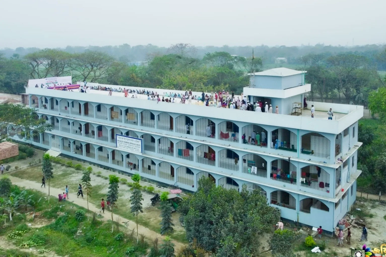 Aerial of the new 3-storey campus building today