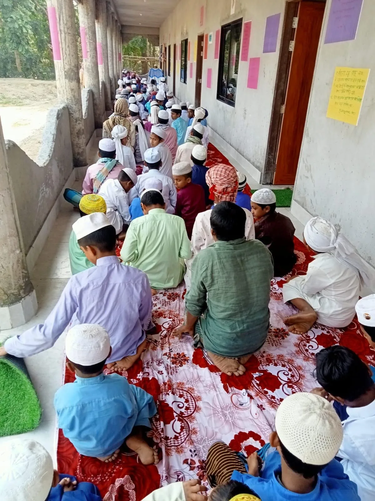 Students in the prayer hall